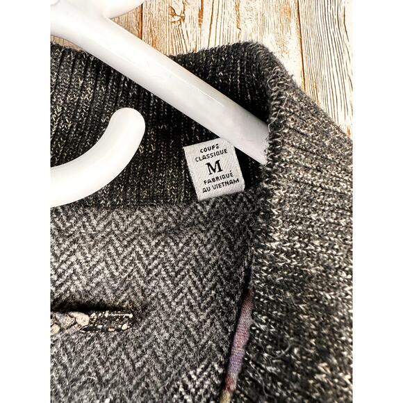 Robert Graham Evanson Mixed Media Wool Camo Bomber Jacket Sz M Herringbone Grey - Picture 4 of 12